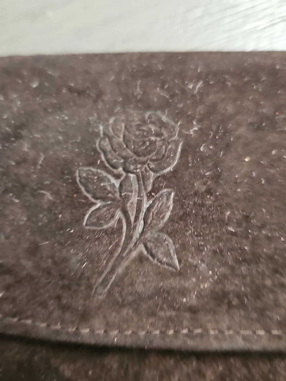 Vintage ROLF'S Brown Suede Leather Clutch Wallet 7.25x5 Holds Phone VGUC